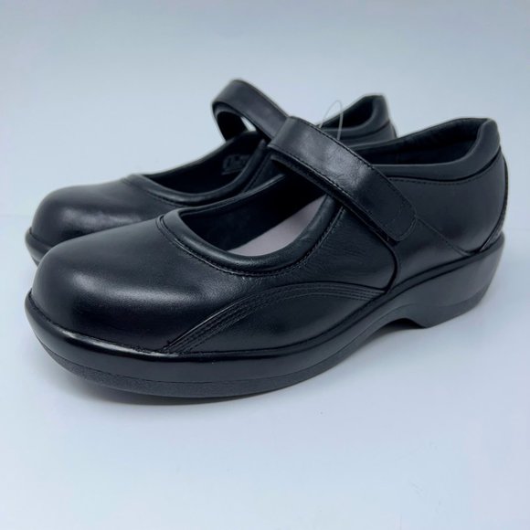 Apex Womens Ambulator Mary Janes Shoes Black Leather Hook & Loop Strap 9.5W New - Picture 7 of 12